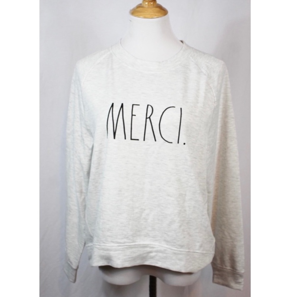Rae Dunn “Merci” Cozy Top Grey Medium
